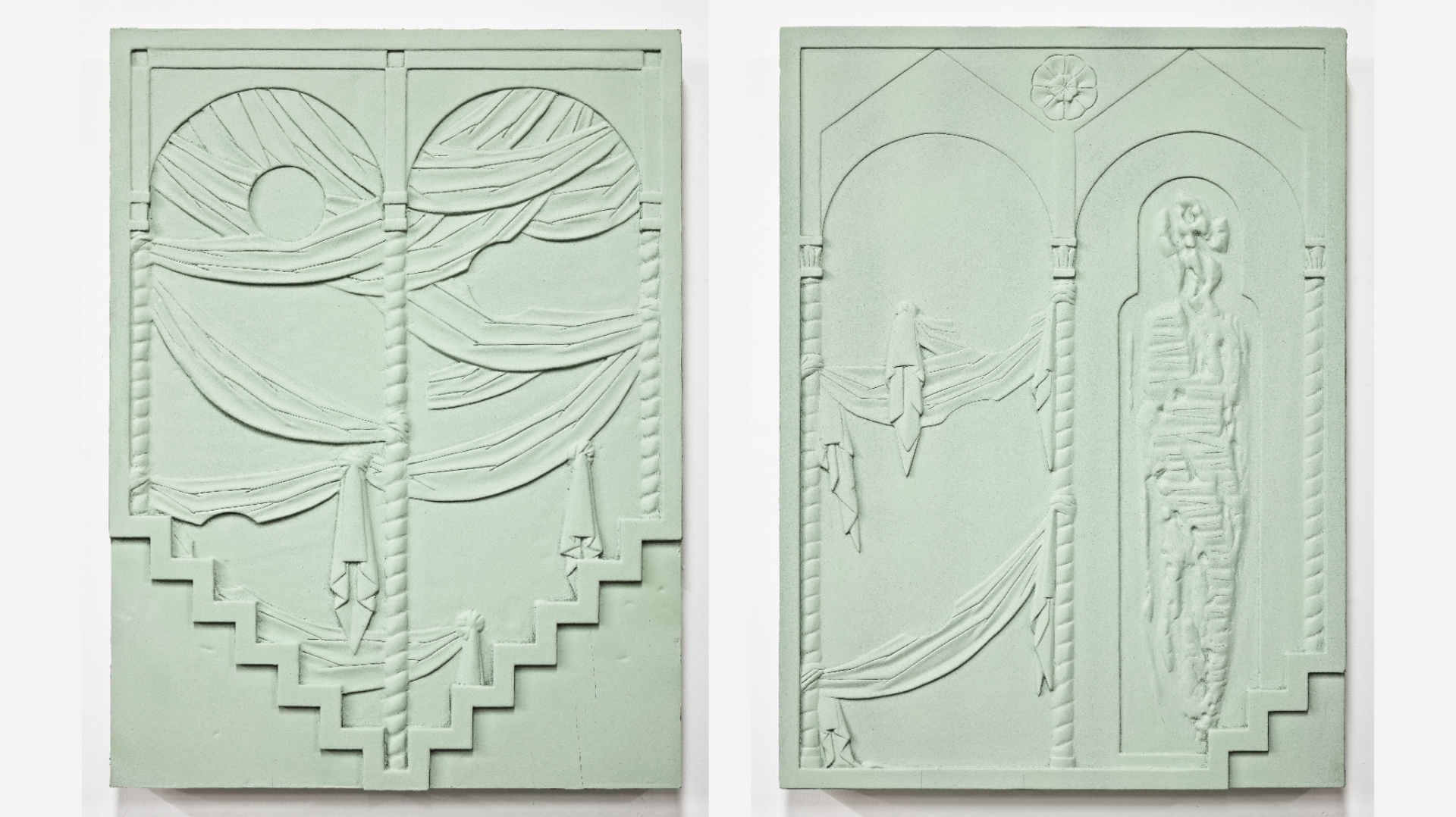 Ferdinand Evaldsson, (From Left to Right) Dressed Stone V, 2024, and Dressed Stone VI, 2024