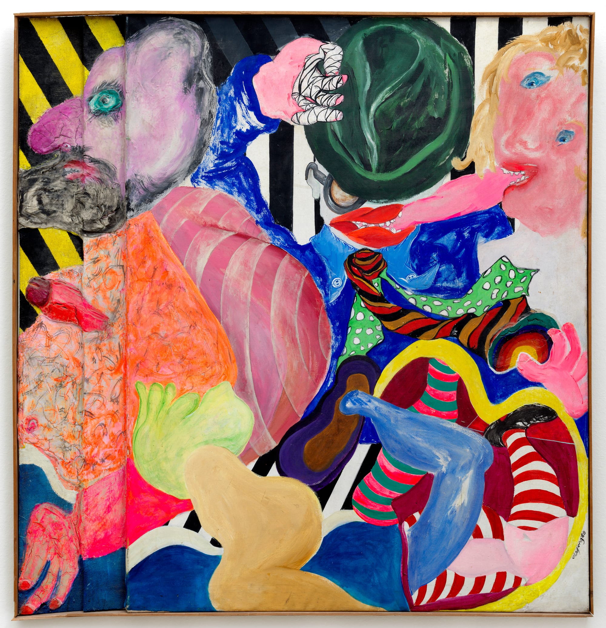 Jacqueline de Jong, Grietjes ontstoken tandvlees, 1968, acrylic on canvas, structured wood, 93 x 90 cm, Collection of Andrew Strauss, Paris