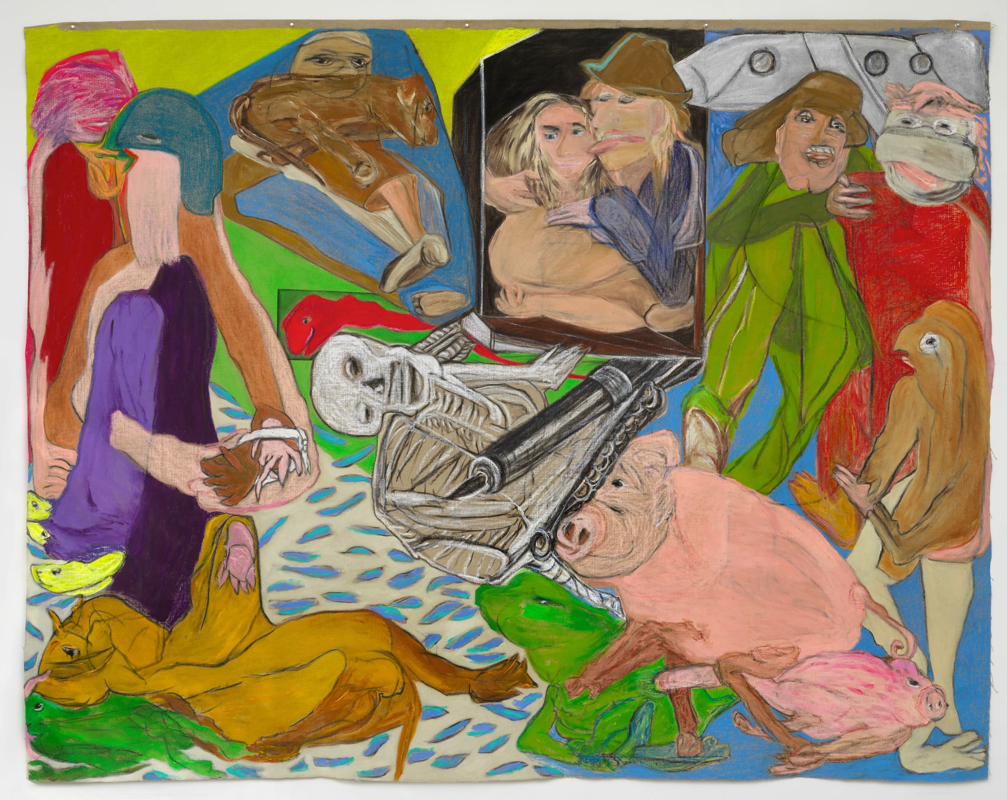 Jacqueline de Jong, Inclusions, 2022, oil stick on unprepared canvas, 190 × 250 cm, Jacqueline de Jong Foundation