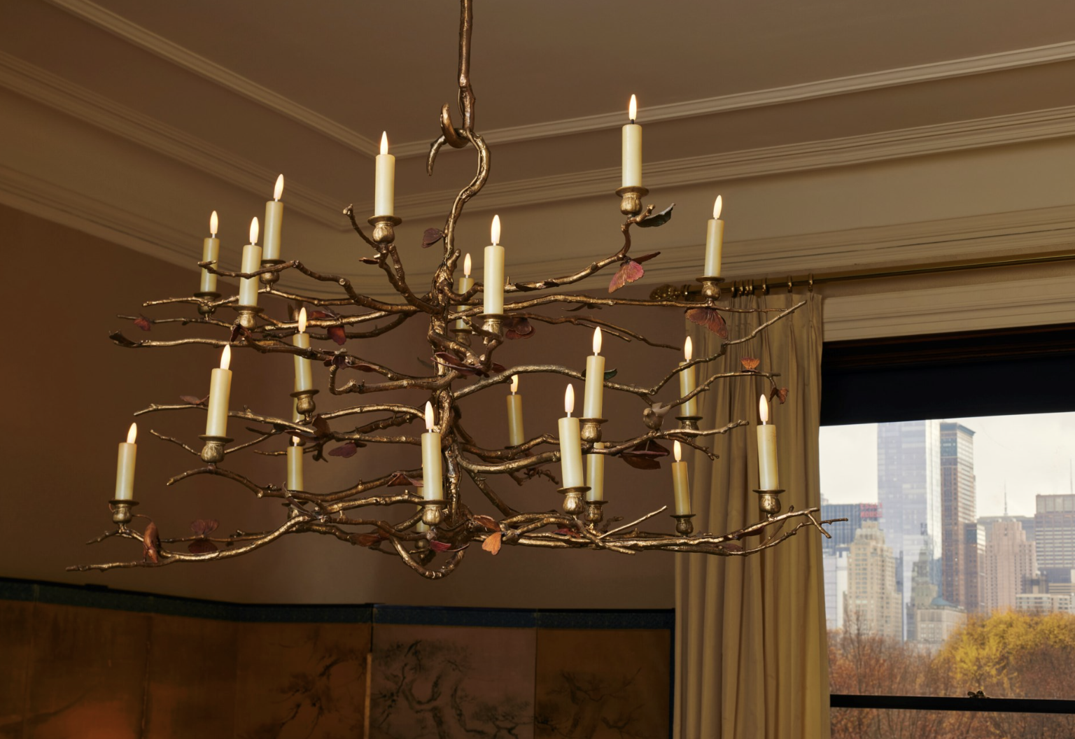 CLAUDE LALANNE (1925-2019) Unique 'Structure végétale aux papillons, souris et oiseaux' Chandelier, 2000