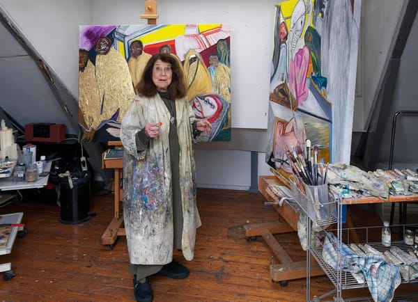 Jacqueline de Jong in her studio at Kerkstraat in Amsterdam, 2021.